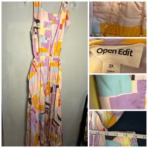 Open Edit Open Multicolor Poplin Dress 2XL